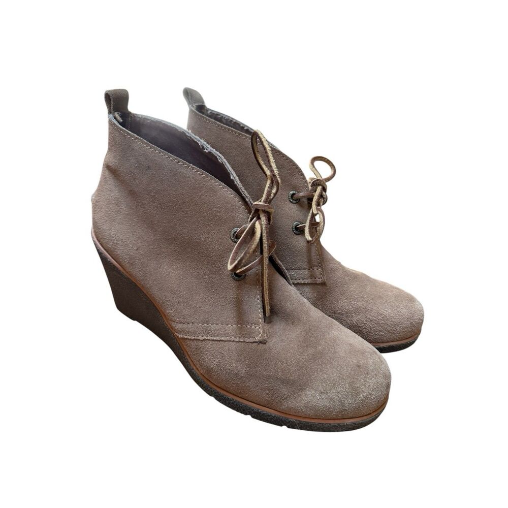 Sperry Top Sider Harlow Suede Leather Wedge Ankle Boots Women's Sz 8 Round Toe